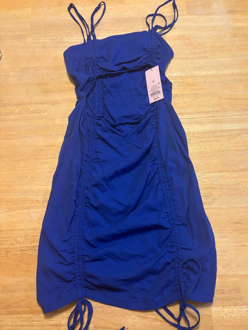 Wild Fable Royal Blue Ruched Spaghetti-Strap Mini Dress